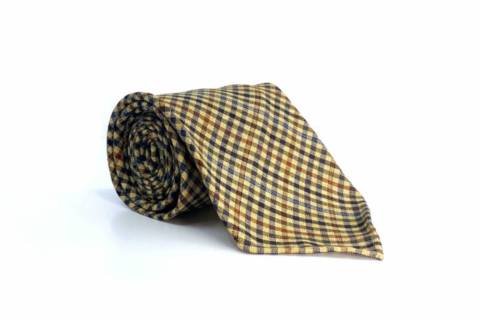 Scabal Tan Gun Club Check Wool Tie