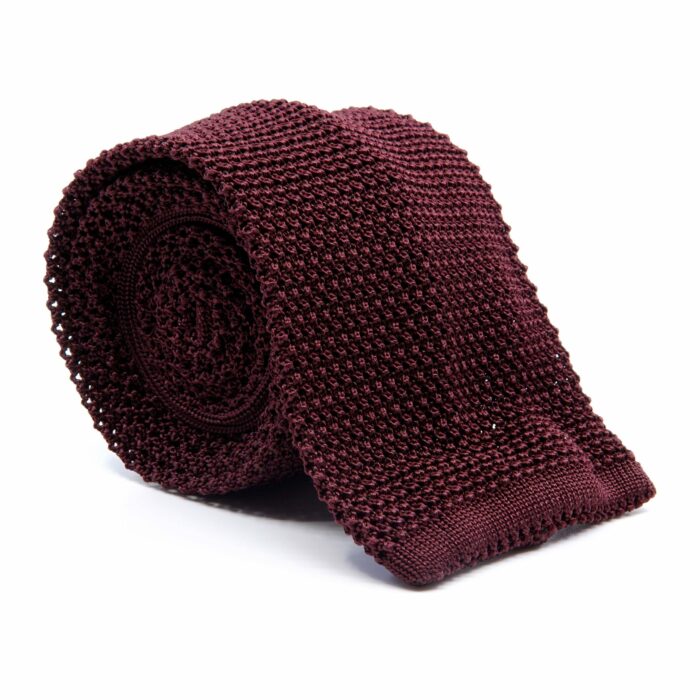 Burgundy Silk Wide Knit Tie